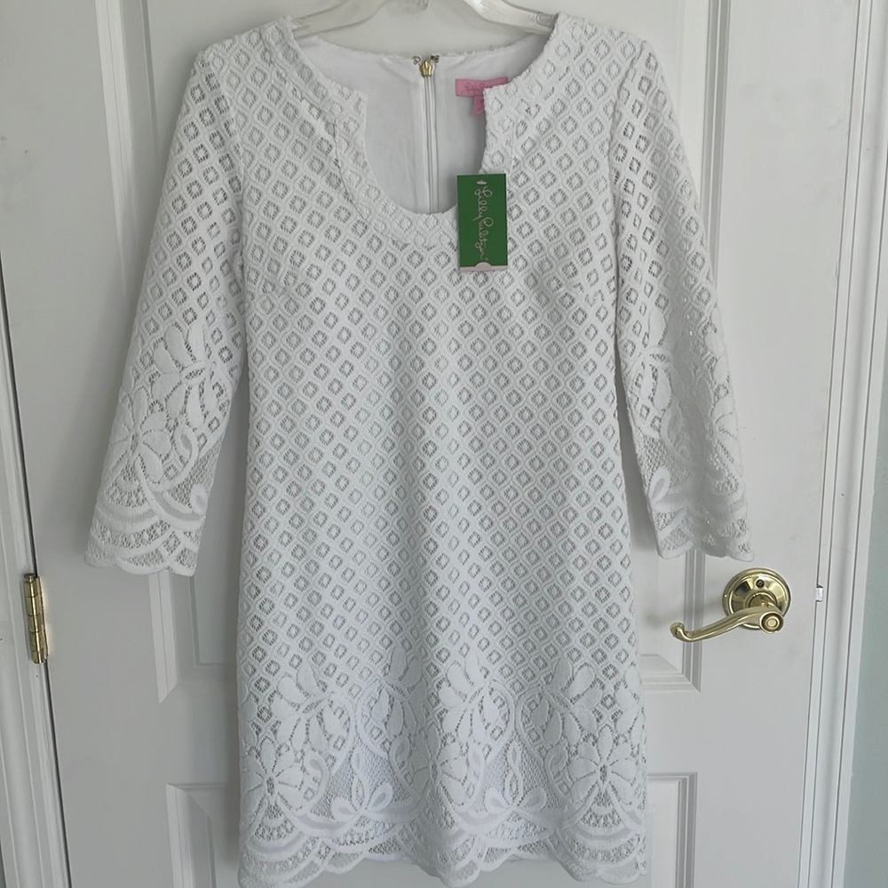 New Lilly Pulitzer Mara Dress Resort White Paradise Island Engineere XS Grad